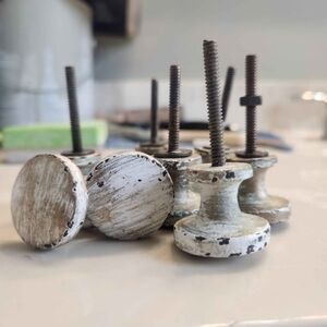Hobby Lobby Rustic Knobs - Distressed White and Brown